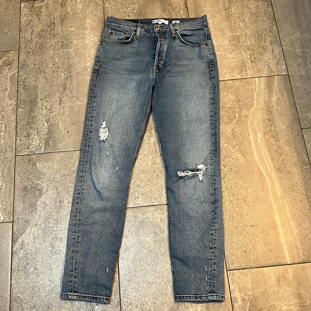 RE/DONE High Rise Ankle Crop Stretch Jeans